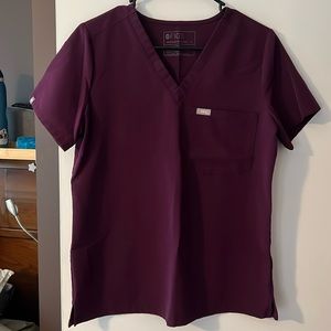 Figs Catarina One Pocket Scrub Top, Deep Purple (Small)